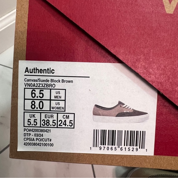 NEW Vans Authentic Block Brown Shoes Size 8 Womens - Picture 9 of 9
